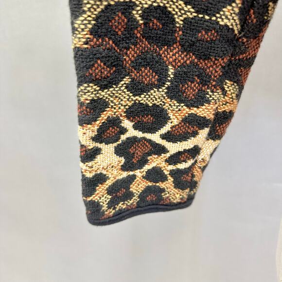 Vintage Cache Leopard Print Woven Fringe Bolero Blanket Jacket Size Small Cotton - Picture 13 of 16